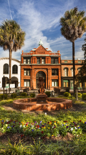 Historical Cotton Exchange building in the city of Savannah Georgia USA